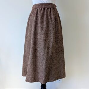 Vintage Wool Tweed Skirt With Leather Trim Size M 12